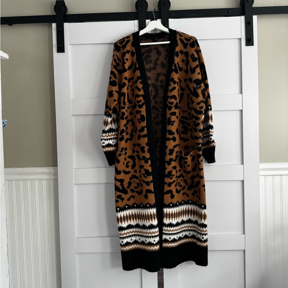 Torrid Brown and Black Animal Print Cardigan
